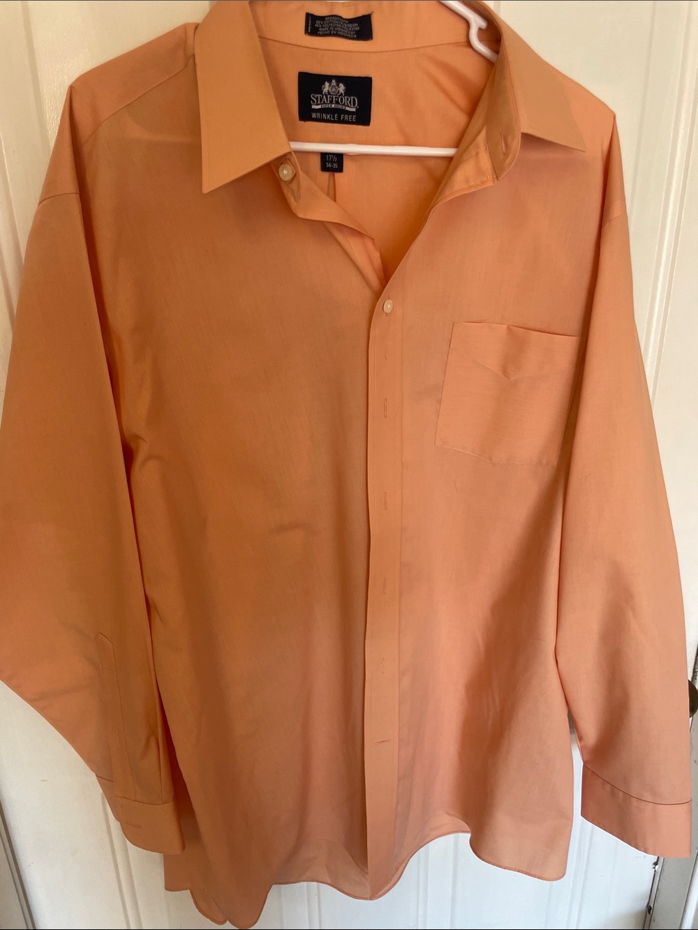 Stafford Men's Peach Button-Up Dress Shirt